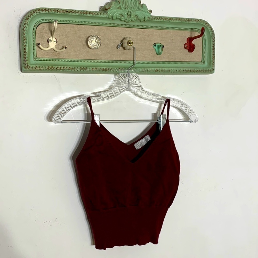 Vintage rumor boutique small crop V-neck Cabernet knit top women’s
